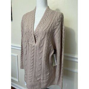 Cloth pink Cloud tunic sweater knitted women V neck size M Made In Bangladesh